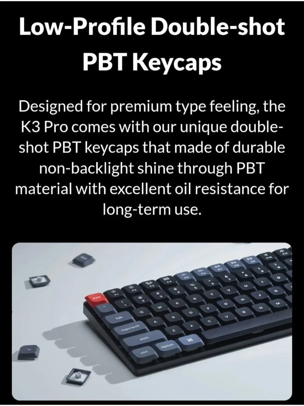 Keychron K3 Pro Compact Wireless Mechanical Keyboard With RBG Backlight Red...